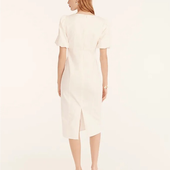 j. crew Cutout puff-sleeve dress in cotton twill - Picture 3 of 6